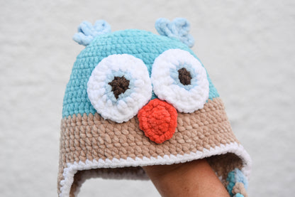 Háčkovaná čiapka so sovou