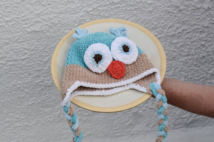 Háčkovaná čiapka so sovou